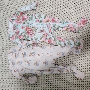 Angel Dear Pink and Blue Floral Footies